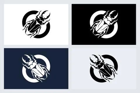 Stag Beetle Logo Icon Vector Set Stock Illustration
