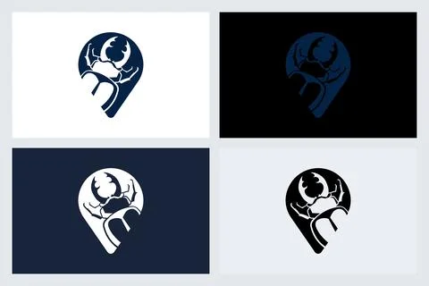 Stag Beetle Pin Map Point Logo Concept Stock Illustration