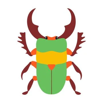 Stag beetle. Stylized bug Hand drawn modern flat style. イラスト素材