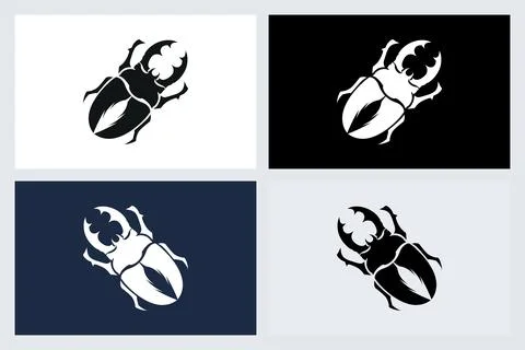 Stag Beetle Vector Icon Set Stock Illustration