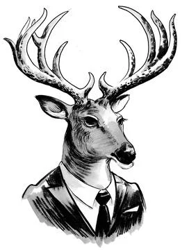 Stag deer in suit Stock Illustration