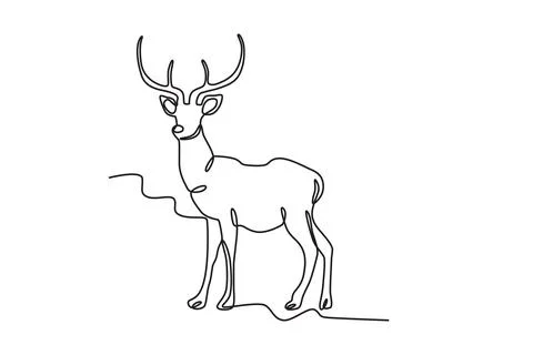 A stag stood looking at the side Stock Illustration