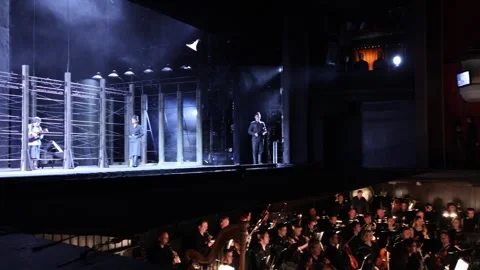 Stage and orchestra pit at Passenger performance Stock Footage 299649610