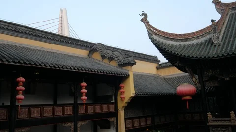 Stage and red lantern of Chongqing Huguang guild hall Video stock 124173584