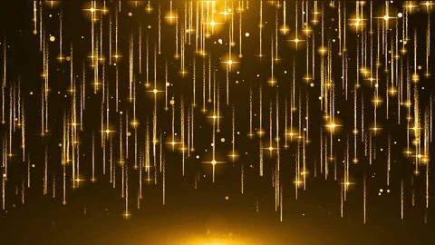 Stage background of golden romantic particle waterfall Stock Footage 127483471