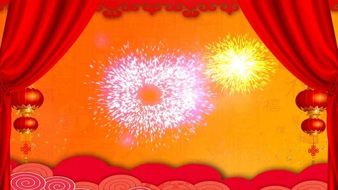 Stage background of new year's Day fireworks Stock Footage 120886894