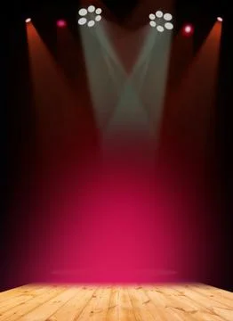 Stage background with spot lights shining on the floor,ready for show and concer Stock Illustration
