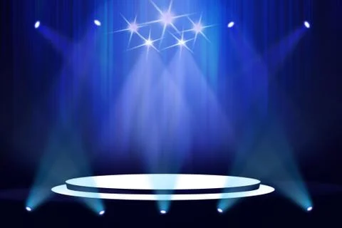 Stage background with spot lights shining on the floor,ready for show and concer Stock Photos
