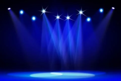 Stage background with spot lights shining on the floor,ready for show and concer Stock Photos