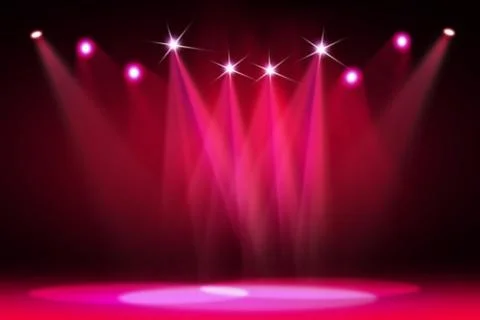Stage background with spot lights shining on the floor,ready for show and concer Stock Photos