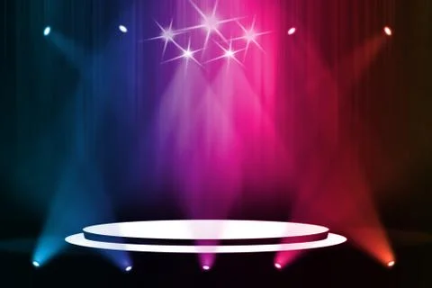 Stage background with spot lights shining on the floor,ready for show and concer Stock Photos
