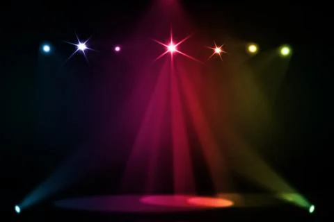 Stage background with spot lights shining on the floor,ready for show and concer Stock Photos