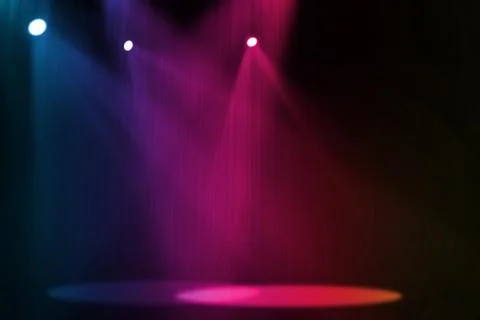 Stage background with spot lights shining on the floor,ready for show and concer Stock Photos