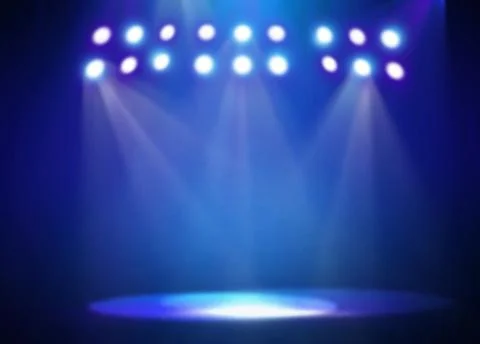 Stage background with spot lights shining on the floor,ready for show and concer Stock Photos