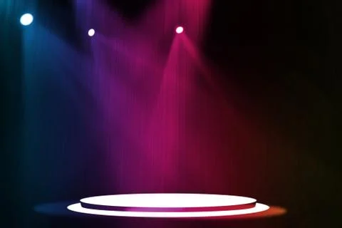 Stage background with spot lights shining on the floor,ready for show and concer Stock Photos