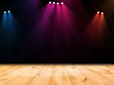 Stage background with spot lights shining on the floor,ready for show and concer Stock Photos