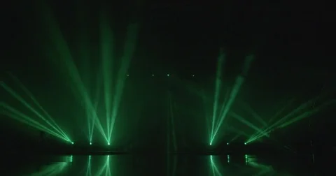 Stage beam lights in tv set studio colours Stock Footage 80181874
