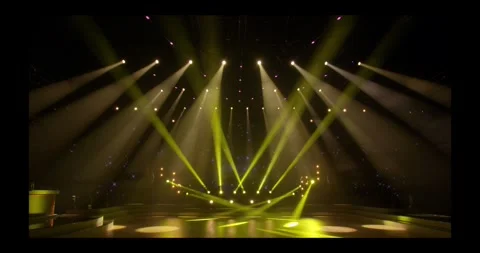 Stage beam lights in tv set studio colours Stock Footage 274386984