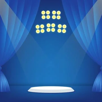 Stage with blue background. Vector illustration Illustrazione stock