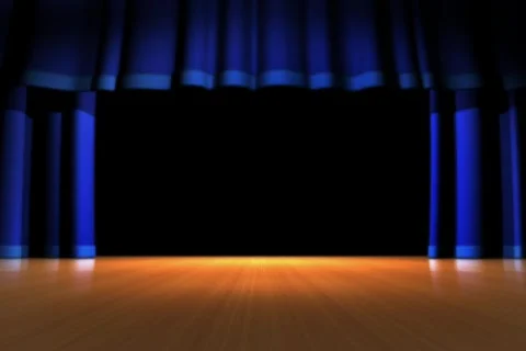 Stage Blue Curtains Close Stock Footage 335502