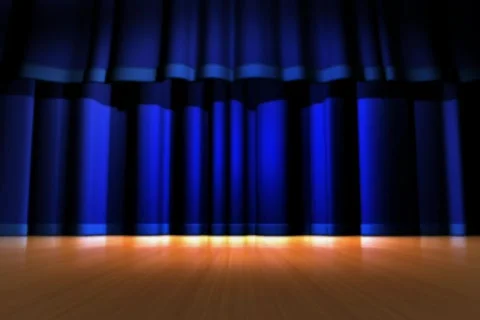 Stage Blue Curtains Open Stock Footage 335504