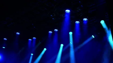 Stage ceiling spotlights lighting the stage during the show Video stock 249936551