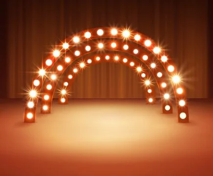 Stage With Circle Light Bulbs Stock Illustration