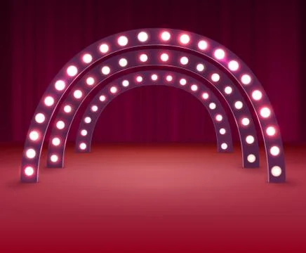Stage With Circle Light Bulbs Stock Illustration