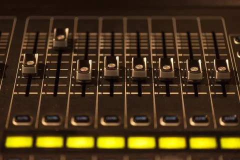 Stage controller with sliders. Stock Photos