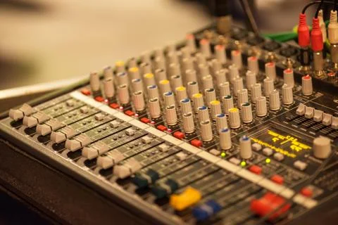 Stage controller with sliders. Stock Photos