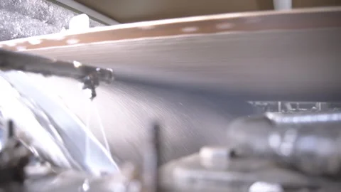 Stage of cooling cardboard web using special equipment Stock Footage 303104238