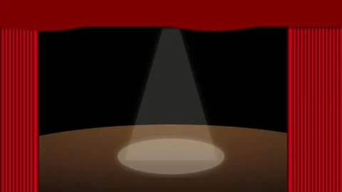 Stage curtains opening with spotlight Vídeo Stock 344207390