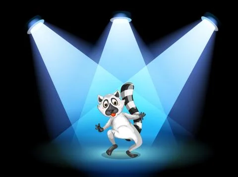 A stage with a dancing lemur イラスト素材