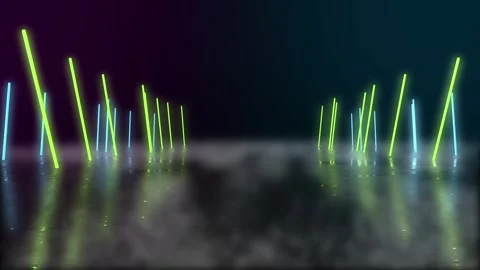 A stage for dancing. Presentation. Cyberpunk. Neon lights. Fog. Stock Footage 250550125