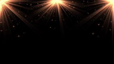 Stage decorative light rays with sparkles on plain black background Stock Footage 336965302