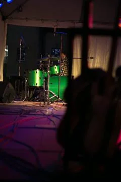 Stage drums green Stock Photos