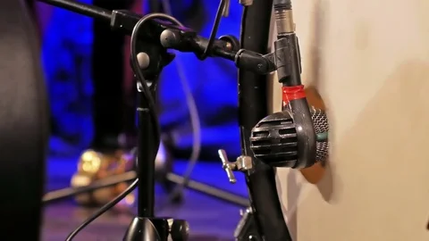 On stage: front of a bass drum with microphone Stock Footage 75940367