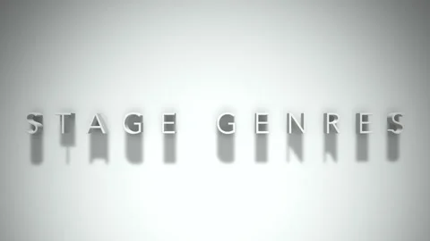 Stage genres 3D title animation white text on a white background Stock Footage 299750189