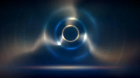 Stage with golden blue circular lighting background, spot of light. Backdrop Stock Illustration