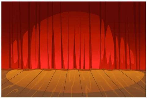 The stage has a red scene. Stock Illustration