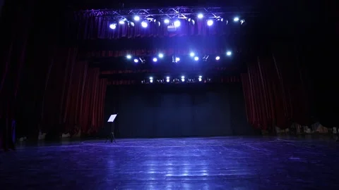 A stage illuminated by blue light part ot which rotates 3 Stock Footage 323791355