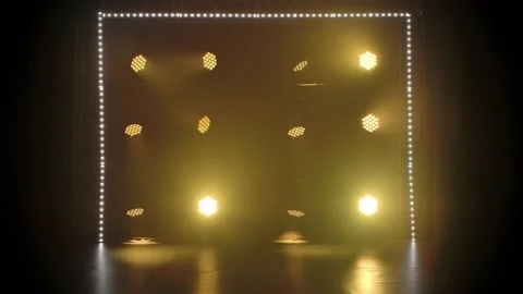 Stage light rays in an empty concert hall. Professional lighting and show Video stock 141831416