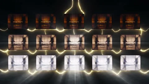 Stage Light Reflectors in a 3D animation Stock Footage 233655475