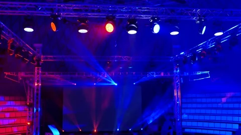 Stage Light Scene in red and blue Stock Footage 240745391