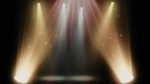 Stage lighting beams creating dramatic spotlight effect on dark background Video stock 345775005