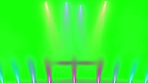 Stage lighting beams in vibrant green and pink hues with dramatic spotlight Stock Footage 339128111