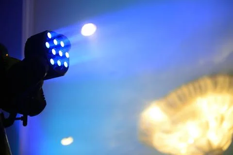 Stage lighting effect in the dark, close-up pictures Stock Photos