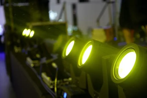 Stage lighting effect in the dark, close-up pictures Stock Photos