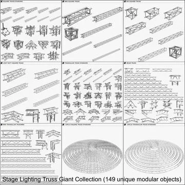 Stage Lighting Truss Giant Collection - 149 unique modular objects 3D Model