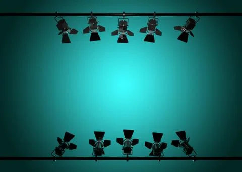 Stage lights 3d render Stock Illustration